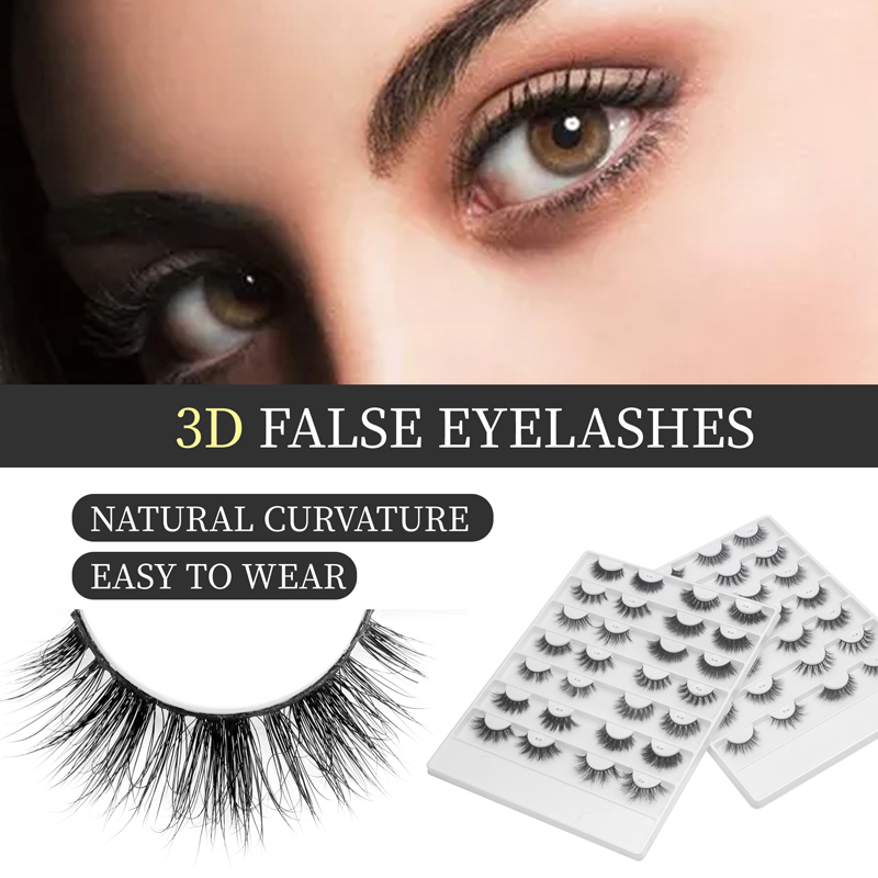 Faux Mink Latigazos 3D Volumen Natural Fluffy Wispies Cross Falsas pestañas